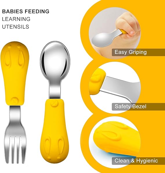 Jmbabe, Tenedor y Cuchara para Bebés,2PCS.